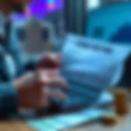 A person counting money with a calculator and paperwork showing refund details.