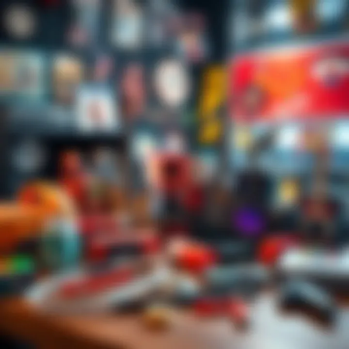 A variety of trendy collector items displayed on a table, highlighting popular trends in collectibles.