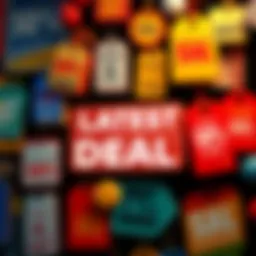 A collection of sale tags and discount signs showcasing various offers and deals