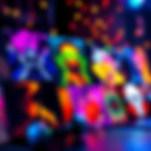 A vibrant playlist showcasing the top popular songs with colorful album covers and music notes