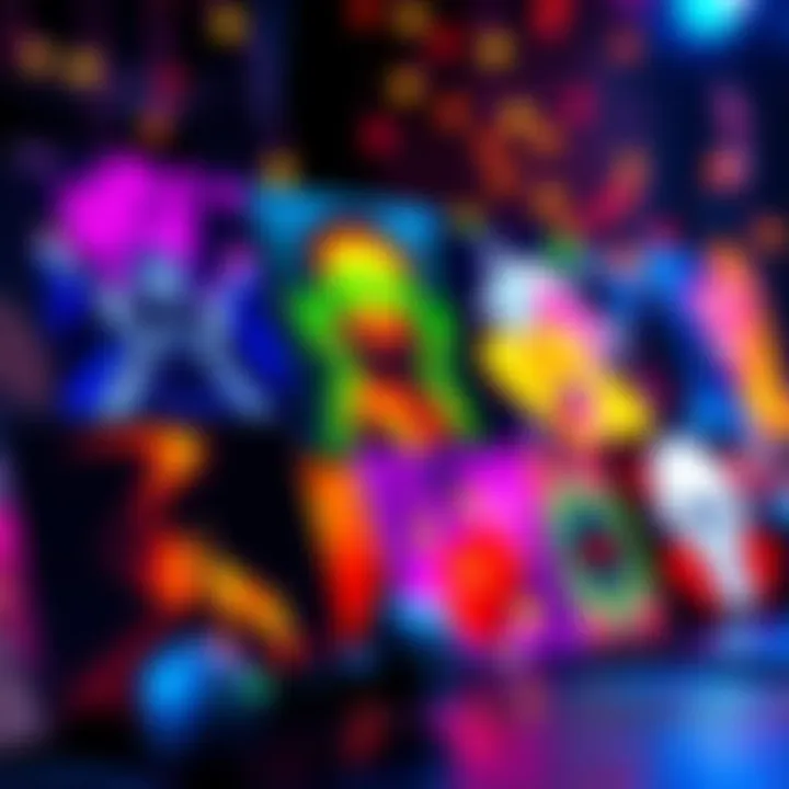 A vibrant playlist showcasing the top popular songs with colorful album covers and music notes