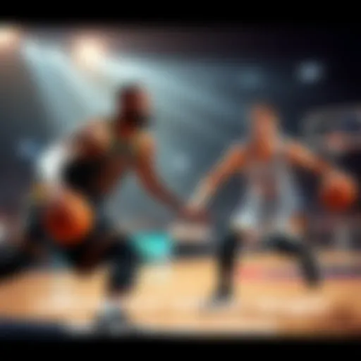 LeBron James and Nikola Jokic competing on the court during an intense NBA game