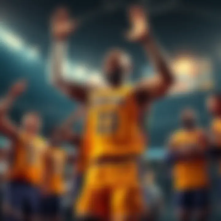 LeBron James celebrates a win with his teammates after leading the Lakers to victory against the Pelicans.