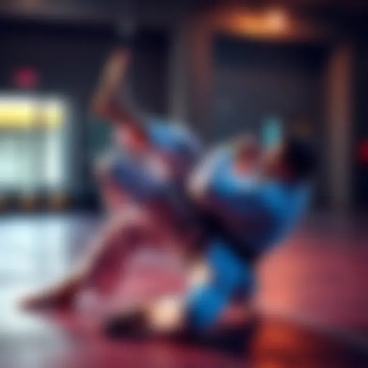 A martial artist demonstrating a leg lock technique on a training partner