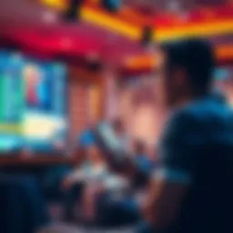 A sports fan placing a live bet on a mobile device while watching a game on TV.