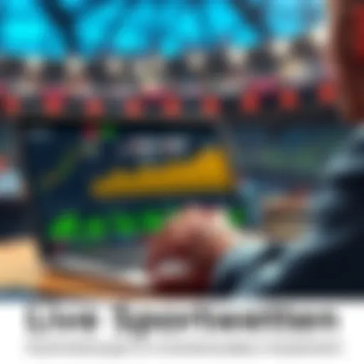 A person excitedly placing a live sports bet on a laptop with graphs and odds displayed on the screen, showcasing the thrill and risk of betting.