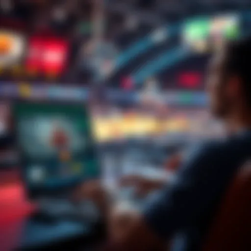 A person watching a live basketball game on a laptop while placing bets on a sports betting site.