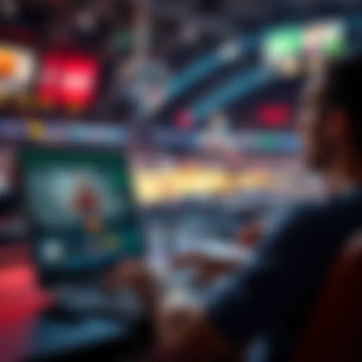 A person watching a live basketball game on a laptop while placing bets on a sports betting site.