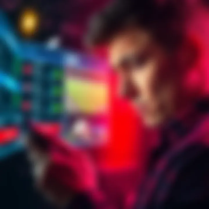 A person looking at a betting app on a smartphone while frowning in concern, with sports events displayed in the background