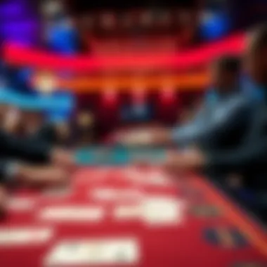 A close-up view of players engaged in a live blackjack game, showing cards on the table and a dealer managing the game.