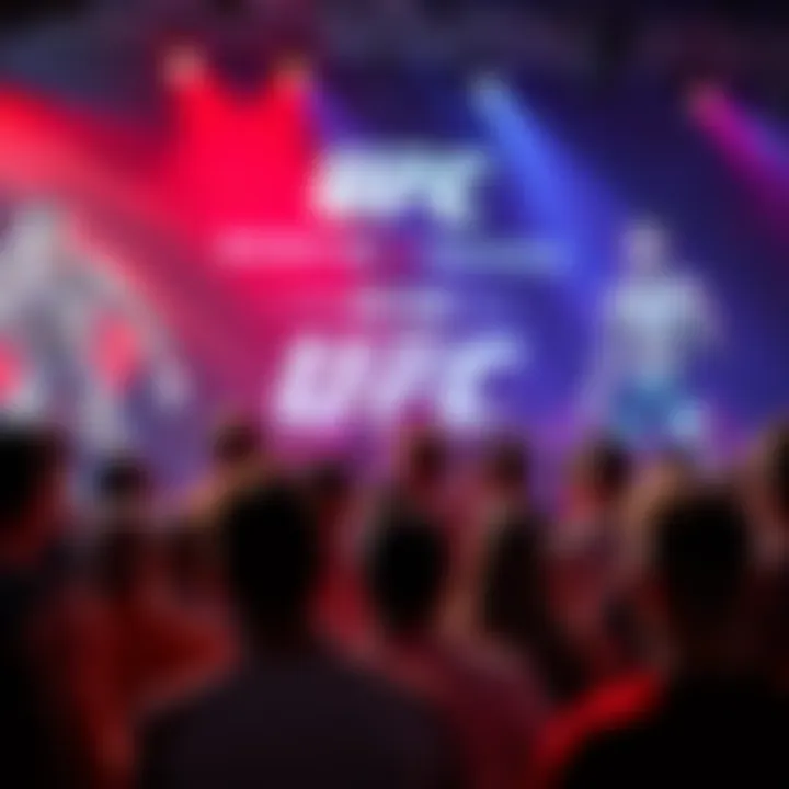 Fans engaging in a live chat discussing UFC Fight Night between Bonfim and Brown, featuring a background of the UFC logo and fight graphics.