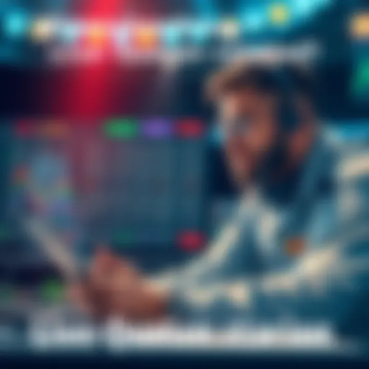 An illustration showing a sports analyst reviewing game statistics and odds for a UFC fight