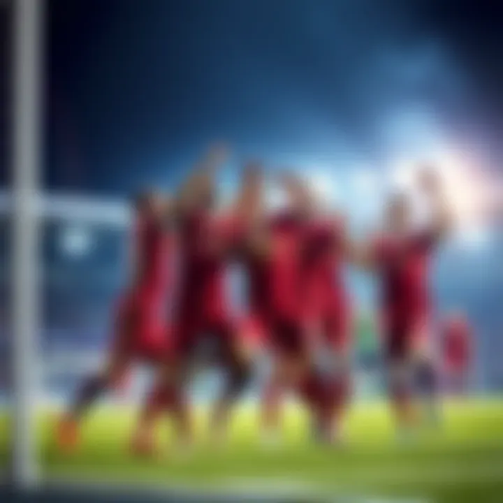 Liverpool players celebrate after scoring a last-minute goal in a thrilling match