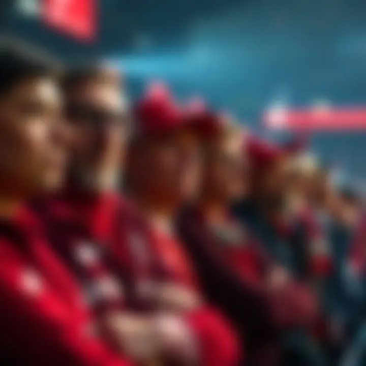 Group of Liverpool fans showing concern at a match