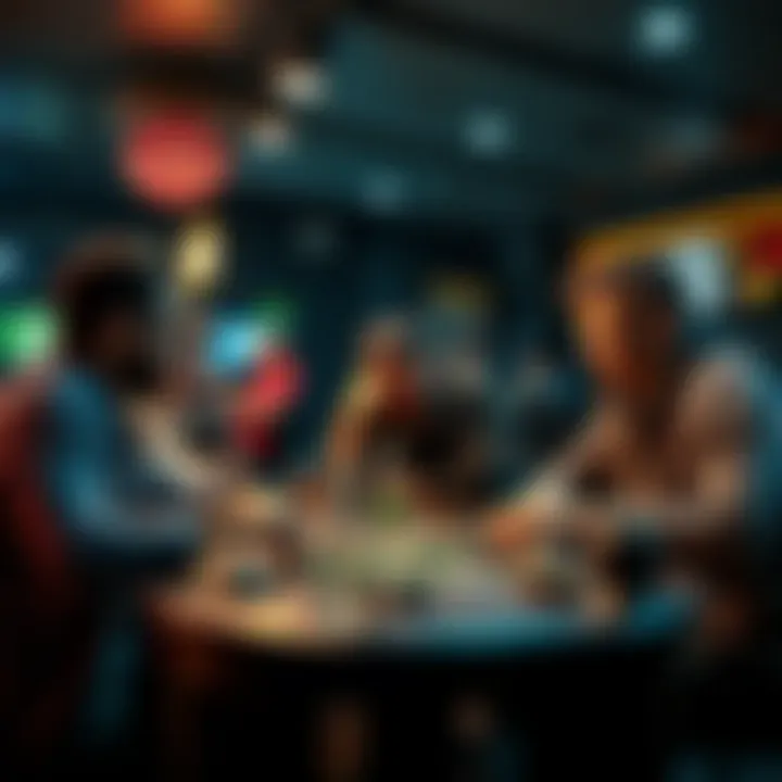 Players at a local gaming table A group of friends enjoying a competitive game at a local gaming venue with relaxed atmosphere.