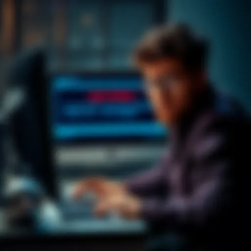 A frustrated person sitting at a computer with a login error message on the screen