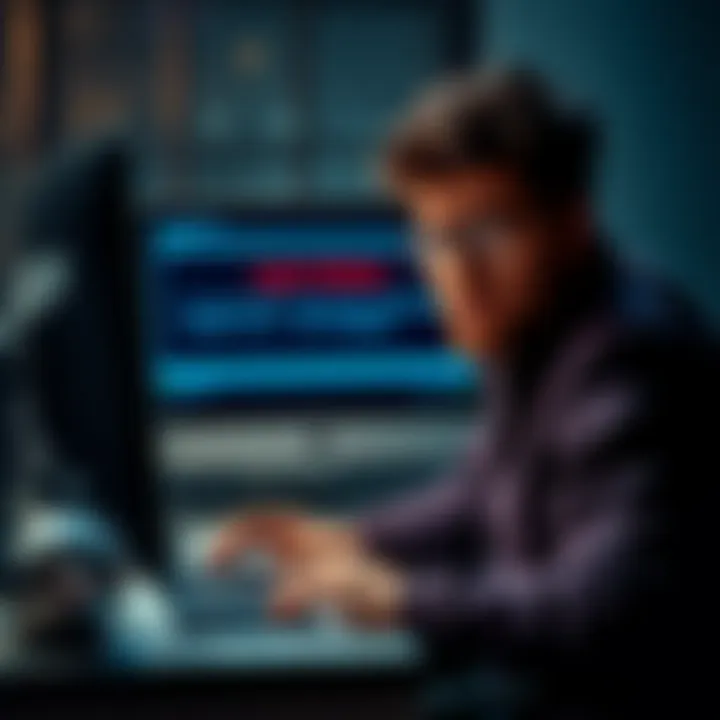 A frustrated person sitting at a computer with a login error message on the screen