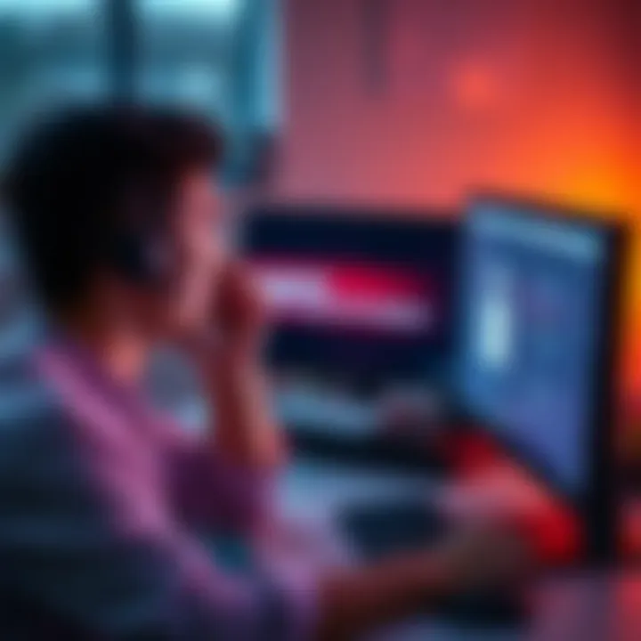 A frustrated person sitting at a computer, looking at a login error message on the screen.