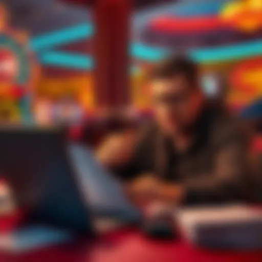 A frustrated player trying to verify their address at Lonestar Casino, surrounded by documents and a laptop showing error messages.