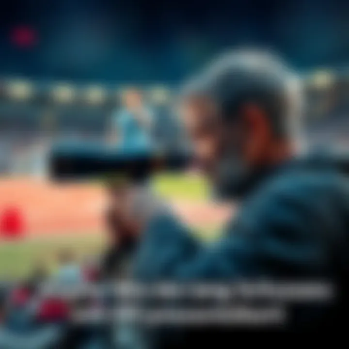 A person analyzing a sports shot with a telescope, focusing on a crucial play in a game.