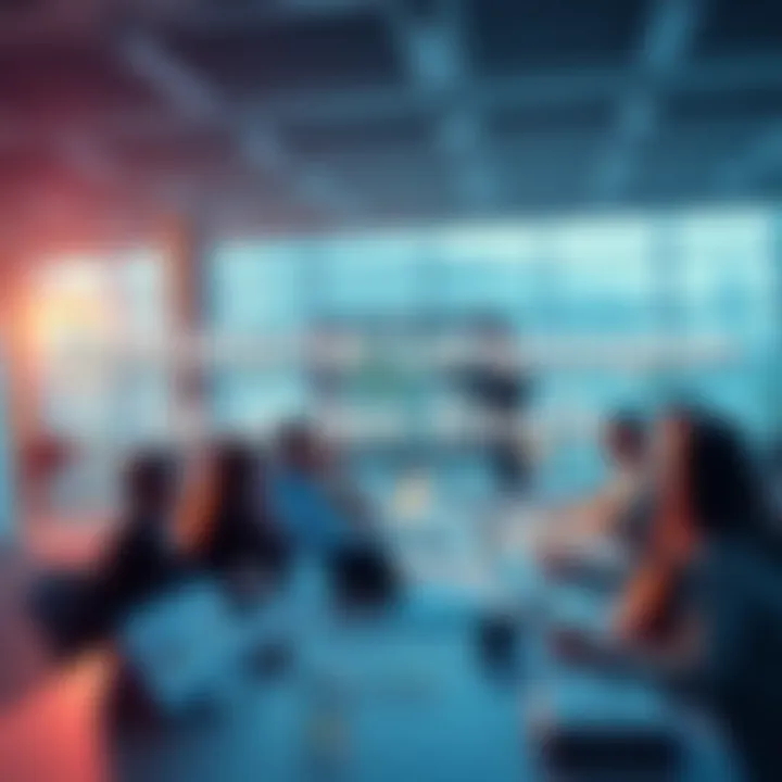 A group of people brainstorming over a long-term plan with charts and notes on a table