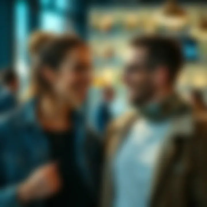 A pair of lookalikes smiling and interacting in a casual setting, showing friendship and support