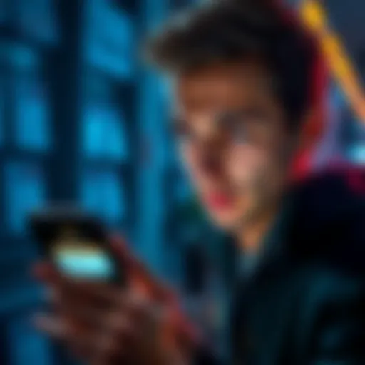 Lost ETH Transaction A person looking frustrated while checking a phone with crypto wallet showing a failed transaction