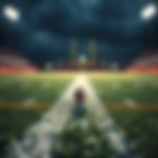 A football field showing a small marker just 0.5 yards short of the goal line, highlighting the missed chance for a touchdown and financial gain.