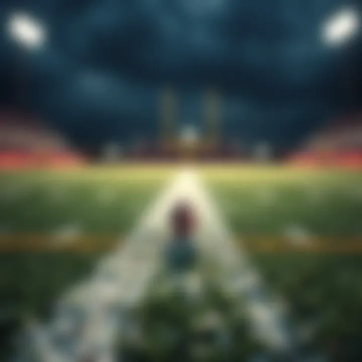 A football field showing a small marker just 0.5 yards short of the goal line, highlighting the missed chance for a touchdown and financial gain.
