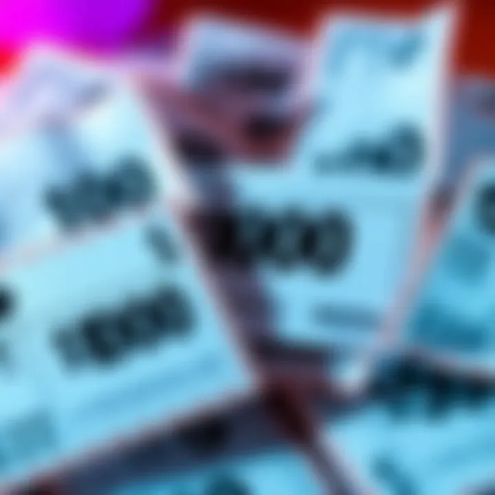 A pile of Loteria tickets showing winning amounts of $1000 and $500.