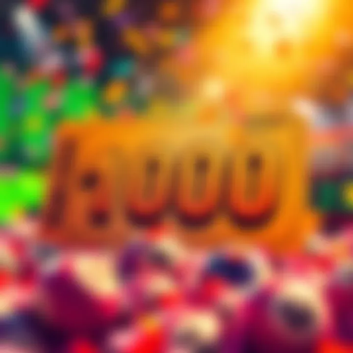 Colorful illustration of a lottery ticket and a large jackpot amount with confetti