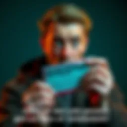 Individual looks confused while holding a lottery scratch-off ticket, contemplating winning or losing