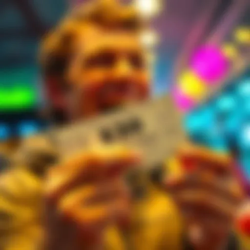 Lottery Ticket Purchase A person holding a $30 scratch-off lottery ticket with a joyful expression, inspired by a vivid dream about winning.