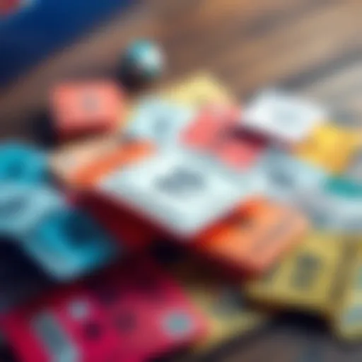 Lottery Ticket Selection A collection of colorful lottery tickets arranged on a table, with one ticket standing out, representing the idea of choosing numbers strategically.