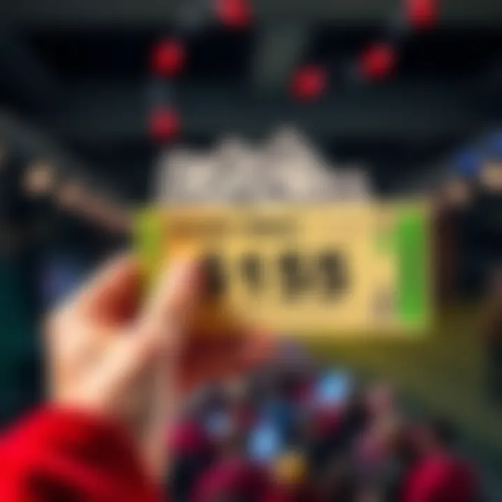 A person holding a lottery ticket with dollar bills in hand, celebrating a big win, inspired by a small investment.