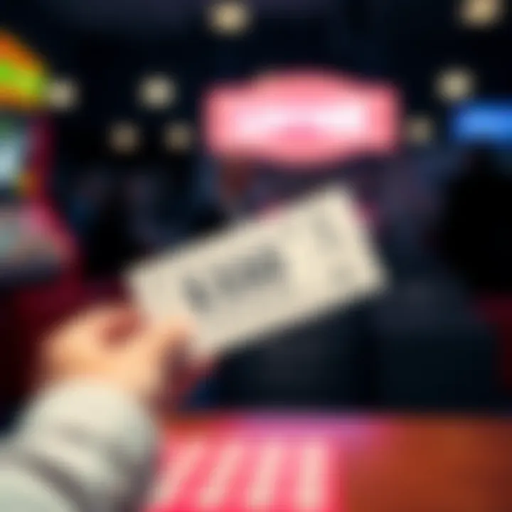 A person holding a $50 lottery ticket while looking at a $5 ticket, illustrating the choice between higher and lower stakes in lottery games