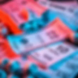 A visual representation of lottery tickets and tax papers, showing the burden of taxes on gambling winnings.
