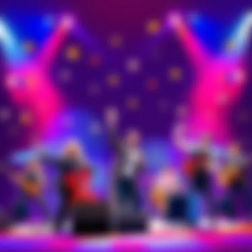 A colorful depiction of ten music bands representing the Lotto 25 Parlay strategy, with joyful characters celebrating winning tickets