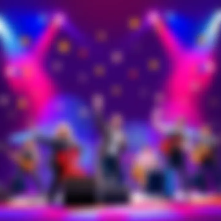 A colorful depiction of ten music bands representing the Lotto 25 Parlay strategy, with joyful characters celebrating winning tickets