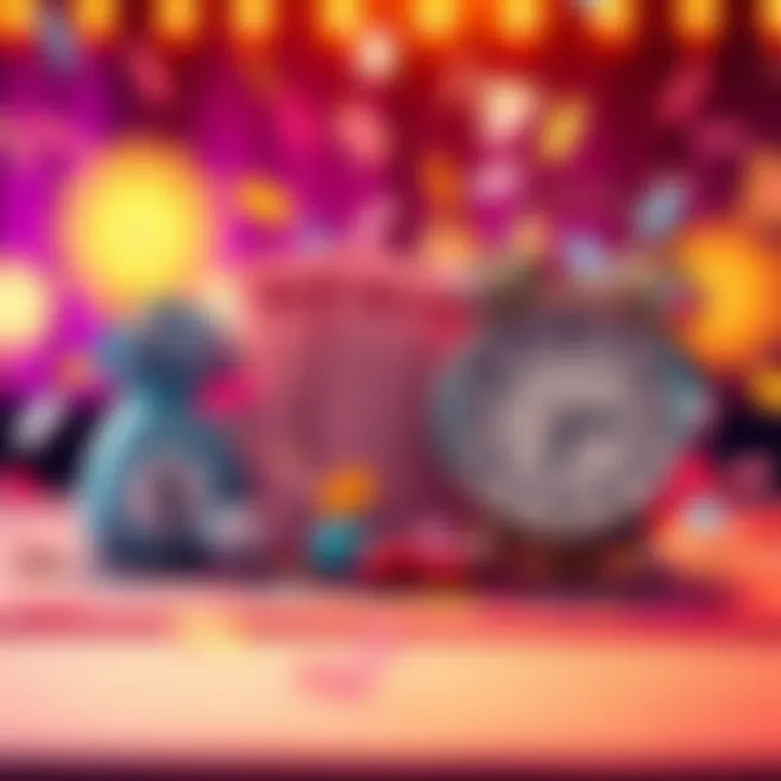 A colorful representation of a lottery drawing with tickets and a clock showing 21:00, symbolizing excitement and potential winnings.