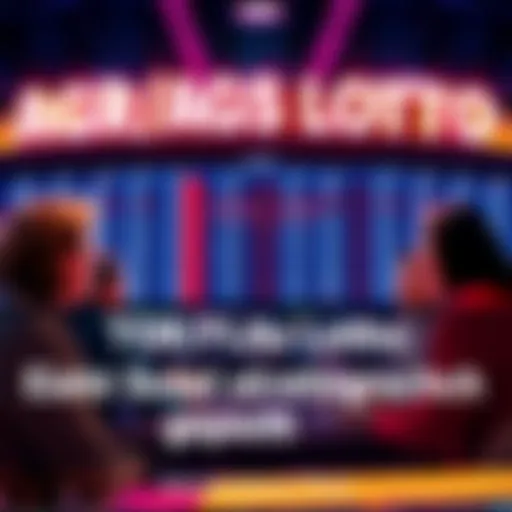 A group of people discussing strategies for the TOR/FLA ATGS Lotto while looking at a scoreboard with game results.