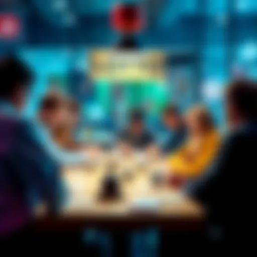 People sharing lottery ticket strategies and ideas around a table