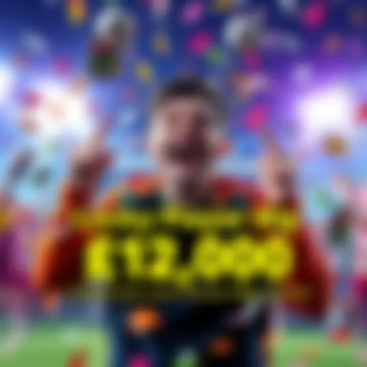 Lucky Player Wins Big A joyful player celebrating after winning £12,000 from a 60p bet, with confetti falling around them.