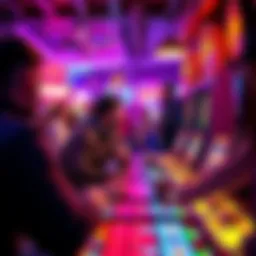 Players enjoying the Lucky Shooter 999-1 game at a local casino, with colorful game graphics and excitement in the air.