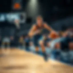 Luka Doncic dribbling the ball on the court, looking to make a play against the Timberwolves defense