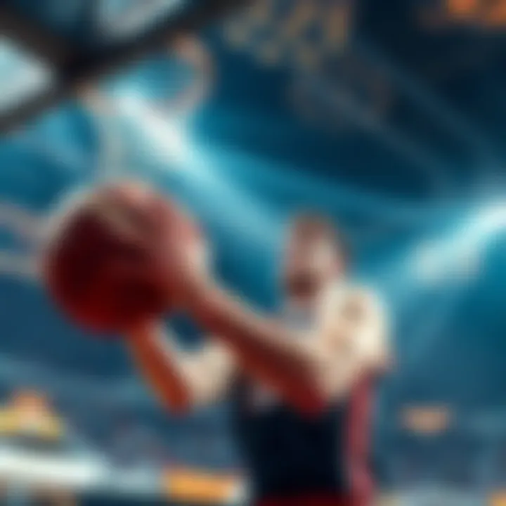 Luke makes a shot to score points during the first quarter of a basketball game