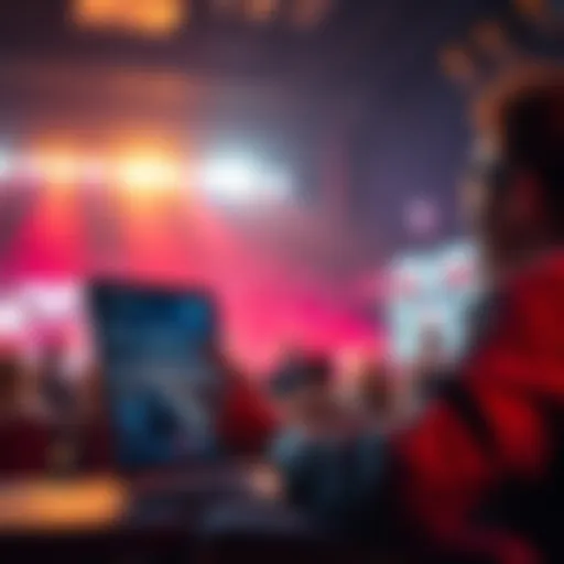 Person streaming the Main Event on a laptop with excitement