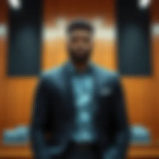 Malik Beasley standing in a courtroom, facing legal issues related to sports betting fraud.