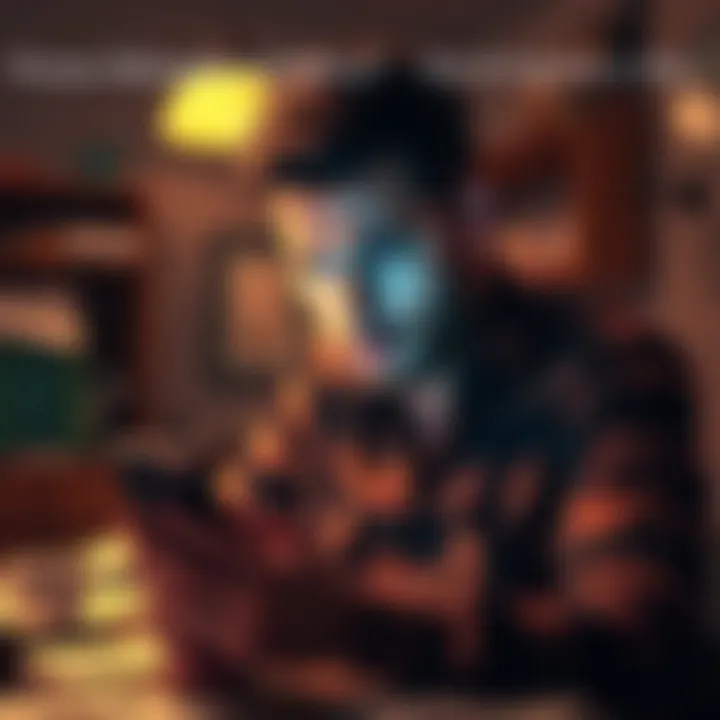 A man with a concerned expression, staring at his smartphone displaying sports betting odds, in a dimly lit room filled with papers and a coffee cup.