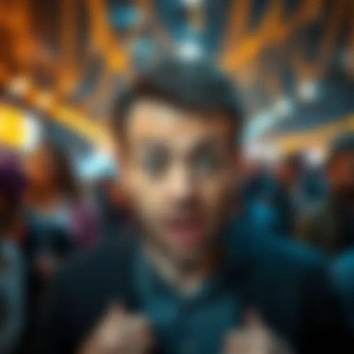 A man looks shocked and confused, realizing he hasn't won a contest as he thought.